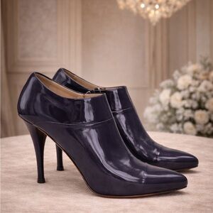 Prada Deep Violet Patent Leather Pointed-Toe Ankle Bootie, US 8/39